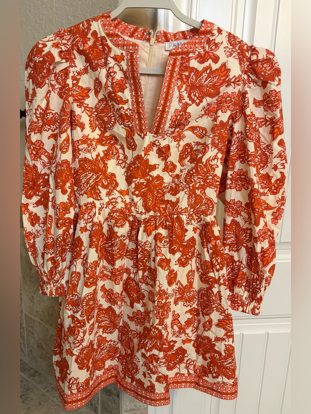 Women's Orange Floral Cotton Dress